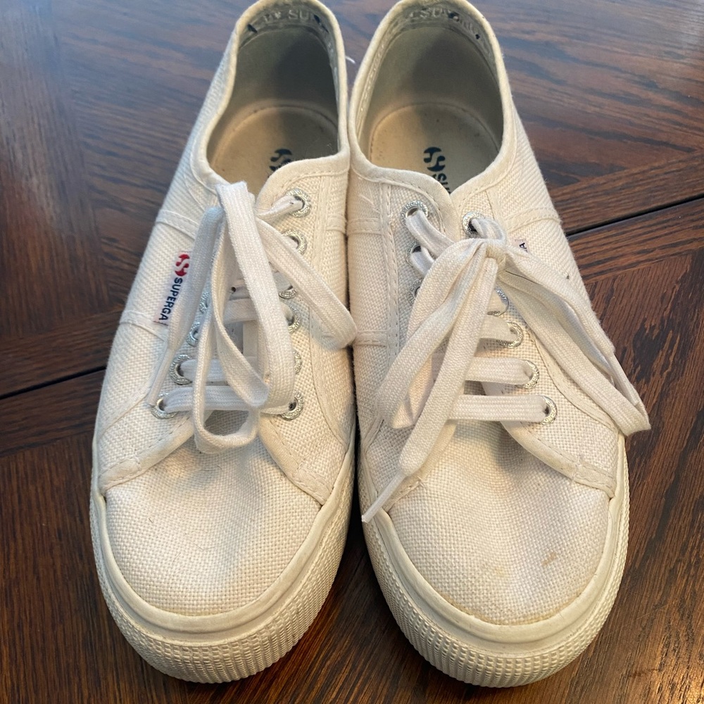 Superga White Platform Sneakers